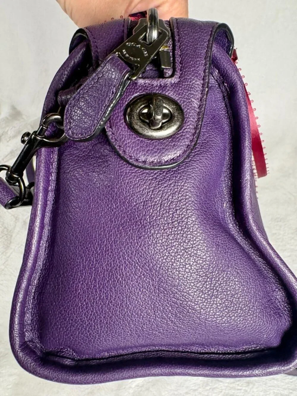 Coach Rhyder 24 Satchel in Deep Plum/Purple with Charm - Picture 8 of 15